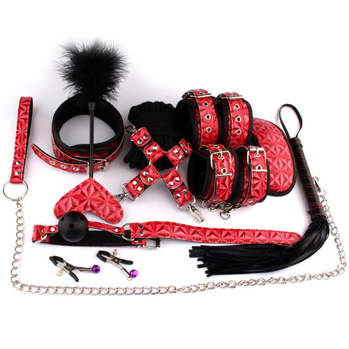 Ji Yu sexy seven-piece plush leather ten-piece set bundled breast clip adult sex toy alternative couple flirt supplies