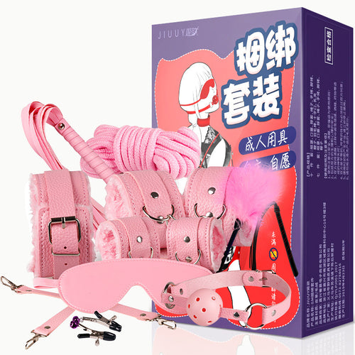 Ji Yu sexy seven-piece plush leather ten-piece set bundled breast clip adult sex toy alternative couple flirt supplies