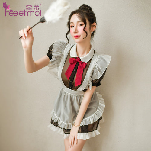 Sexy lingerie uniform temptation bandage apron mesh gauze perspective cosplay sexy maid suit