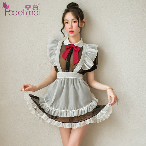 Sexy lingerie uniform temptation bandage apron mesh gauze perspective cosplay sexy maid suit