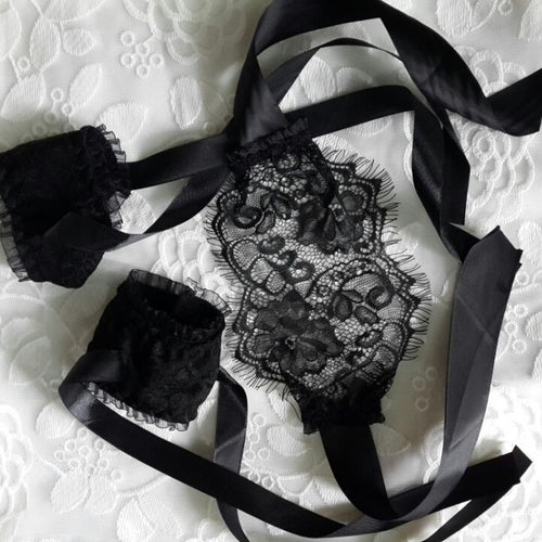 Sexy Lace Eye Mask Blindfold Handcuff Restraint Flogger Costume Stain Tie Eye Shade Cover Band Blinder Ribbon Couple Role Play