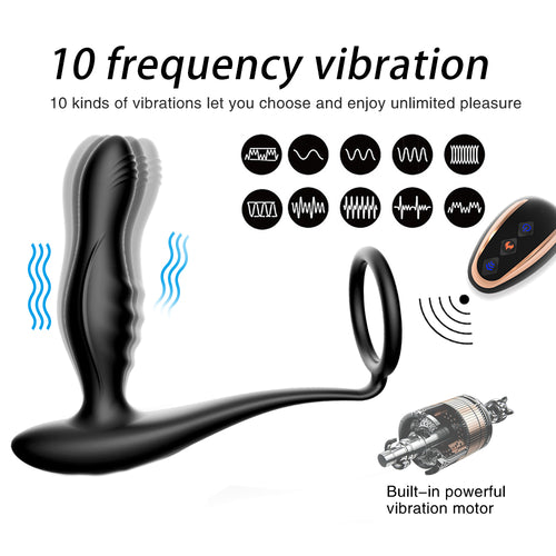 Adult Sex Toys Wireless Remote Vibrating Male Prostate Massager Dildo Anal Plug Silicone Butt Delay Ejaculation Ring Toy For Men