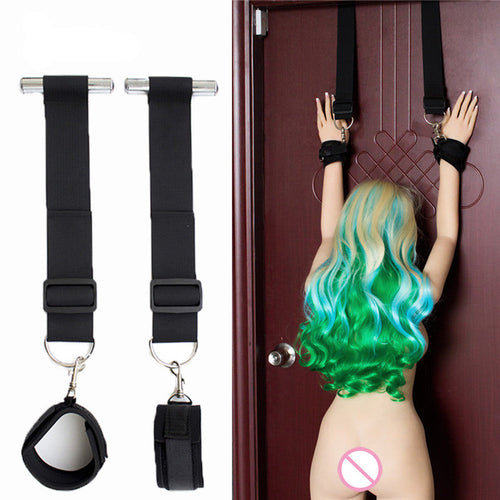Adults Slave Erotic BDSM Bondage Gear Harness Flirting Restraint Handcuffs On Door Sex Toys For Women Couples Products