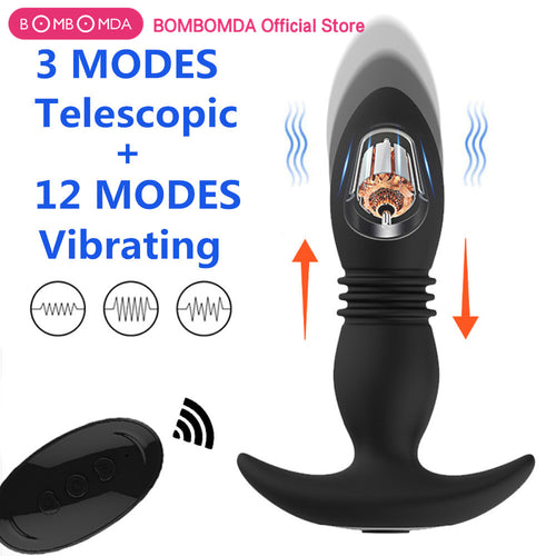 Anal Vibrator Wireless Remote Control Telescopic Dildo Vibrator  Male Prostate Massager Butt Plug Vibrator Anal Sex Toys For Men
