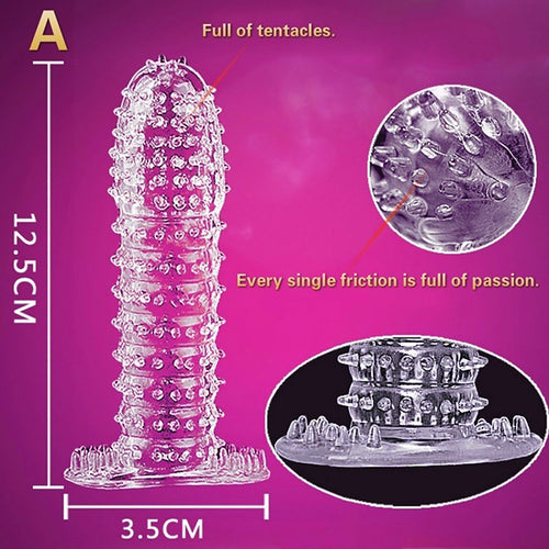 Penis ring for male sheath, reusable ribbed condom, stimulates ejaculation, delays ejaculation, penis sleeve sex toys
