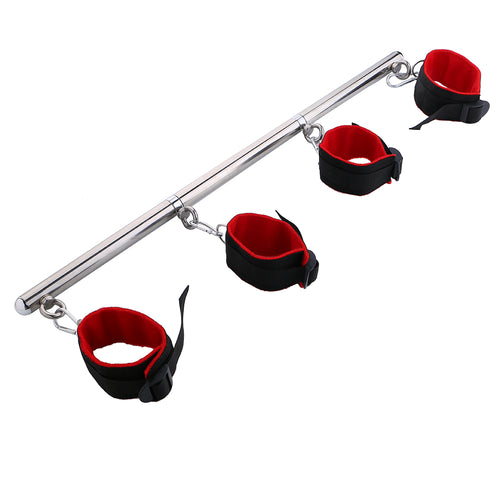 BDSM Set Sex Tools Expandable Stainless Steel BDSM Spreader Bar Bondage Game Ankle Handcuffs Collar for Couples Adult Sex Toys