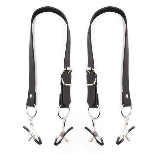 Bdsm Bondage Wrap Around Thigh Spread Labia Spreader Straps With Clit Clamps,Humiliation Play, Nipple Clamps Roleplay BDSM Toys