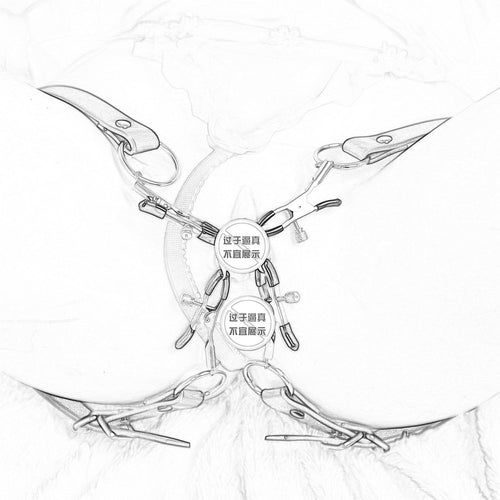 Bdsm Bondage Wrap Around Thigh Spread Labia Spreader Straps With Clit Clamps,Humiliation Play, Nipple Clamps Roleplay BDSM Toys