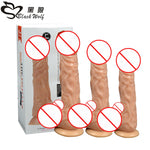 Black Wolf Multi Size Flesh Dildo Realistic with Suction cup ,Sucker Big Artificial Penis for Women Sex Toys,Adult Sex Product