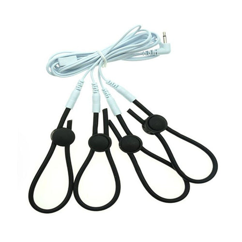 E-Stim Monopolar Conductive Loops Cock Rings and Ball Electro Penis Ring Rubber Tube TENS Electrodes  Medical Sex Toys For Men