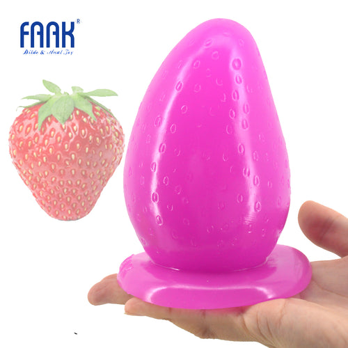 FAAK Big anal plug with suction cup strawberry butt plug anus massage partical huge 3" thick anal stuffed stopper sex toys