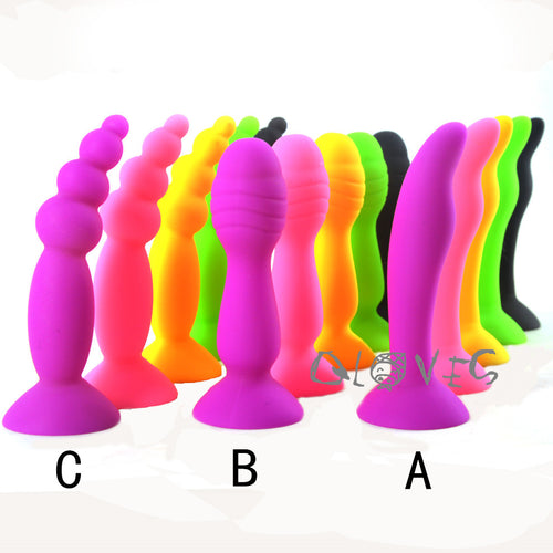 FAAK Colorful silicone anal plug suction beads butt plug anal stopper sex toys G-spot stimulate masturbate anal dildo cheap