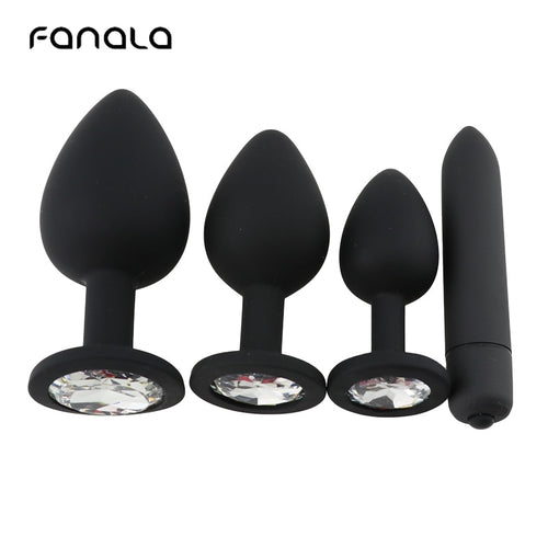 FanaLa Black Bullet Vibrator Anal Plug Ass Massage Vaginal Masturbation Butt Plug Anal Sex Toy Sets for Women Gay Couple