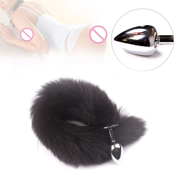 Fox Tails Stainless Steel Metal Anal Butt Plug Couple Sex Toys Erotic Cosplay Tail Feather Pull Beads  for Woman and Men Flirt