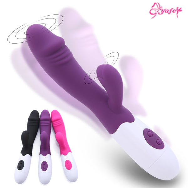 G spot Dildo Rabbit Vibrator, Dildo vibrator Dual Vibration Waterproof Female Vagina Clitoris Sex toy for Women Adult Sex Toys