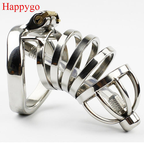 Happygo Stainless Steel Stealth Lock Male Chastity Device with Urethral Catheter,Cock Cage,virginity Belt,Penis Ring,A276-1