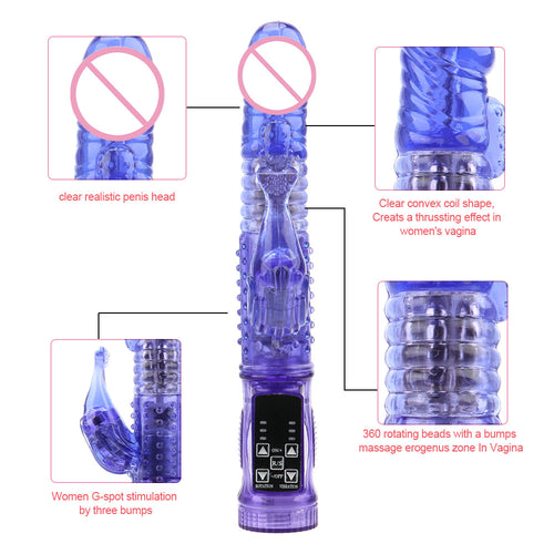 Rabbit Vibrator Double Vibrator Sex Toys For Women 360 Degree Rotation Beads G Spot Dildo Clitoris Stimulator  Masturbator