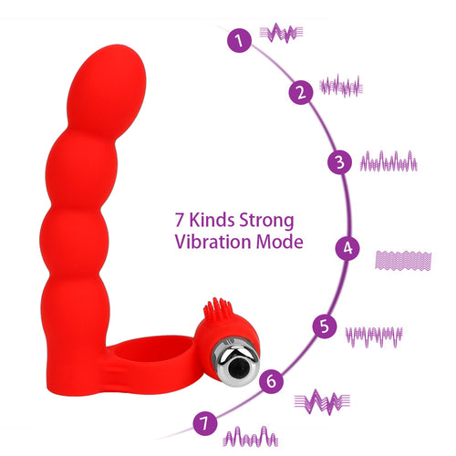 IKOKY Strapon Dildo Vibrator Double Penetration Anal Bead Plug Prostate Massager Sex Toys for Men Couple