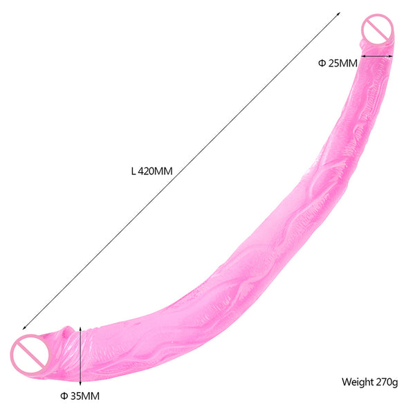 Lesbian Sextoy Long Jelly Double Dildo Realistic Soft Double Ended Penis Double Penetration Big Dick Adult Sex Toys for Woman