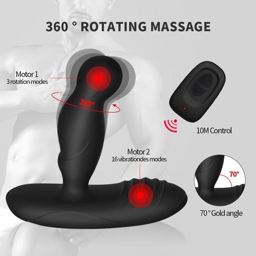 Levett Male Prostate Massager 16+3Modes Rotating Vibrating  Electric Perineum Stimulator Heating Butt Plug Anal Sex Toys for Men