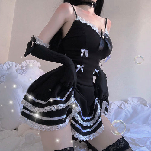 Lolita uniforme tenues Sexy Plus Costumes d'halloween pour les femmes adulte robe de femme de chambre Cosplay Lingerie tard dans la nuit français déguisement de femme de chambre