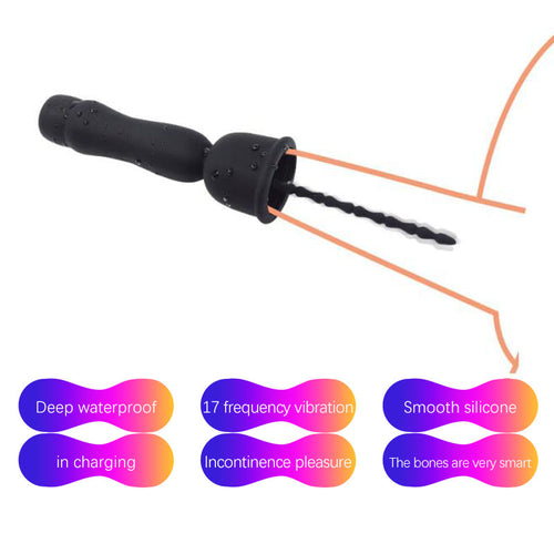 Long Beads Shape Powerful Urethral Vibrator Male Masturbator Silicone Vibrating Penis Plug Urethral Sound Catheter Penis Dilator