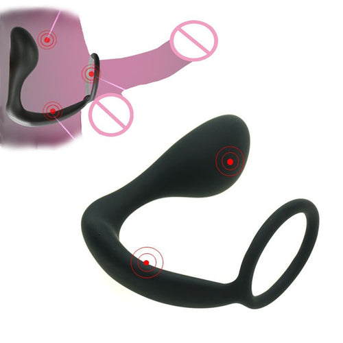 Male Masturbator Anal Plug Prostate Massager Silicone Stimulator Anal Butt Plug With Delay Ejaculation Ring Sex Toys For Men Gay