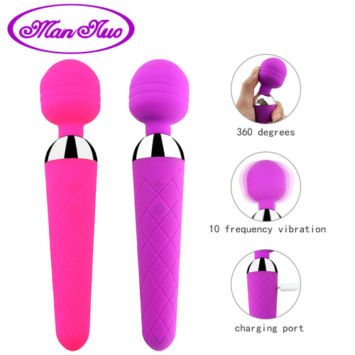 Powerful USB Rechargeable Massager Vibrators AV Magic Wand for Release muscle Adult Sex Toys Sex Product