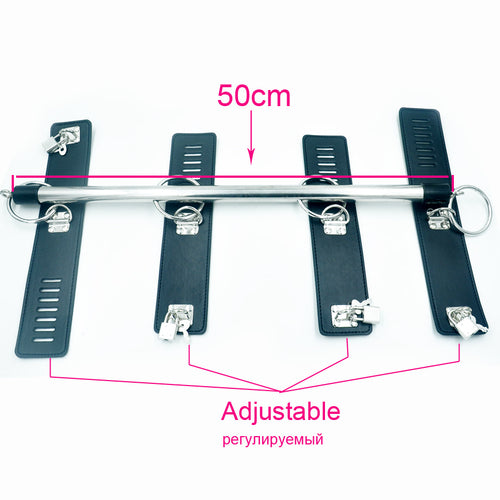 New Funny BDSM Bondage Sex Steel Pipe Handcuff and Ankle Cuffs Sex Games for Couples Hardware Leather Erotic toys for Female