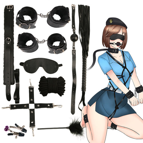Nouveau ensemble de jouets sexuels en cuir rouge en peluche pour femmes costume abus sexuel outil de Torture passionné corde groupée Couple Bondage adultes érotique
