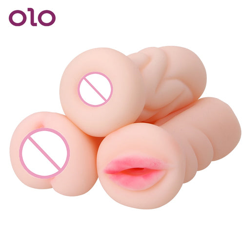 OLO 4D Realistic Deep Throat Male Masturbator Silicone Sex Toys for Men Artificial Vagina Mouth Anal Erotic Oral Sex