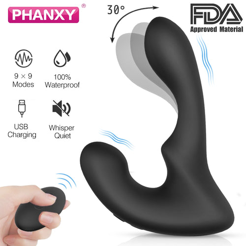 PHANXY Remote Control Male Prostate Massager Vibrator For Men Tail Anal Plug Sex Toys Silicone Butt Plug Sex Toy For Gay Couples