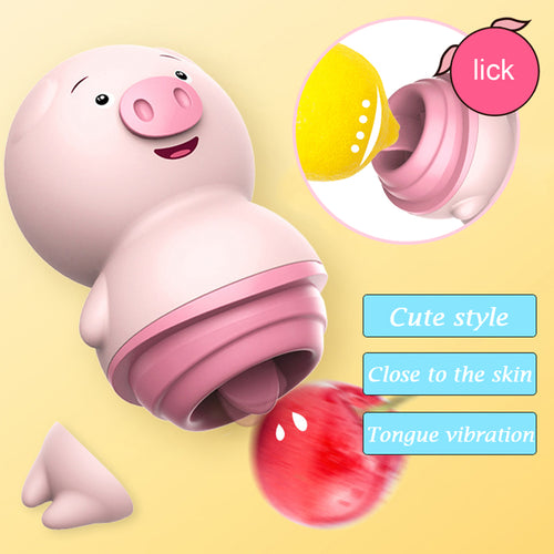 Piggy Sucking Vibrator Clit Sucker Clitoris Stimulator Masturbator Dildo Nipple Pig Tongue Oral Toys for Adults Sex Toys for Woman