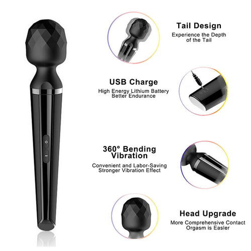 Powerful Magic Wand Massage AV Stick Clitoris Vagina Stimulator 10 Mode Vibrator for Women USB Charge Adult Sex Toys Masturbator