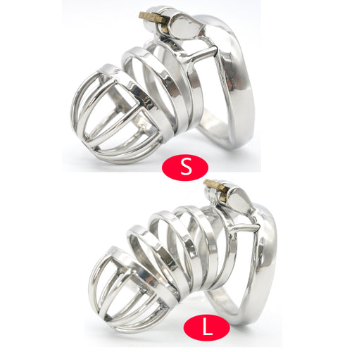 Prison Bird Male Stainless Steel Cock Cage Penis Ring Chastity Device catheter with Stealth New Lock Adult Sex Toy A275