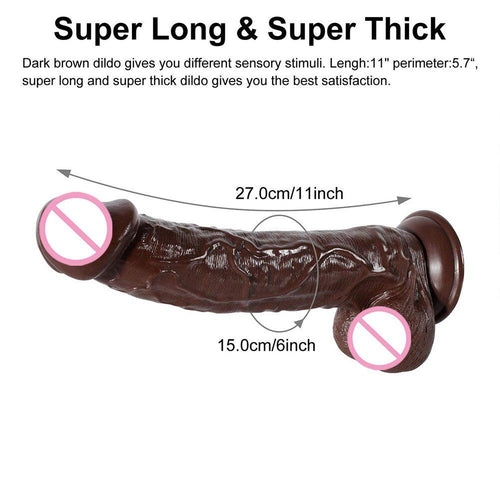 Realistic Dildos Big Dildos with Strong Suction Cup for Hand-Free Play Vagina G-spot Anal Simulate Brown Adult Sex Toy for Women
