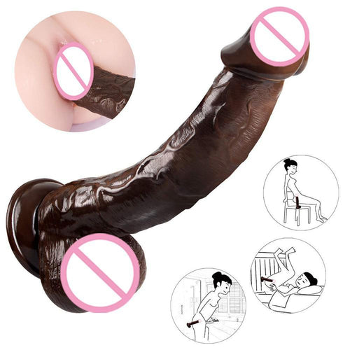 Realistic Dildos Big Dildos with Strong Suction Cup for Hand-Free Play Vagina G-spot Anal Simulate Brown Adult Sex Toy for Women
