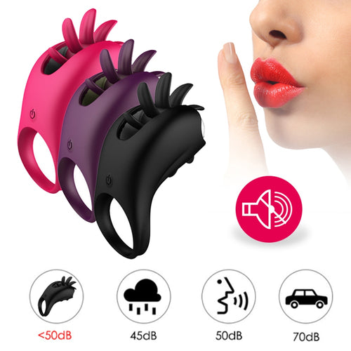 Rotation Oral Tongue Licking Penis Vibrating Ring Woman  G-spot Massage Vagina Clitoris Stimulate Vibrator Sex Toys for Couples