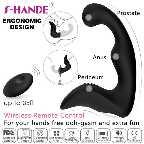 SHANDE Vibrator Prostate Massager For Men Vibrating Powerful Male Anal Plug Stimulator Butt Silicone Sex Toys for Adults