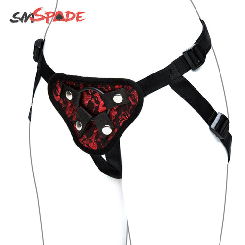 SMSPADE Seduction Black With Red Lace Strapon Dildos Harness Lesbian Couples Sex Products Adult Game Sex Toy