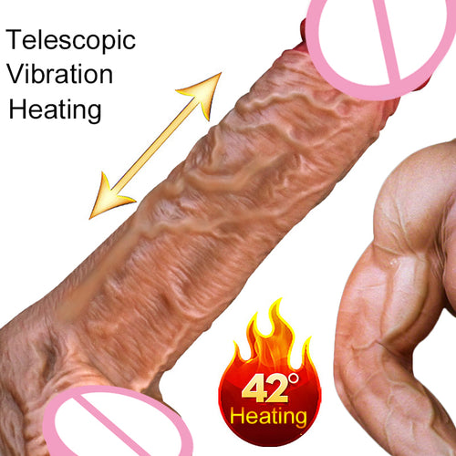 Sex Products Heating Real Big Dildo Vibrator Electric Vibrating Real Penis Suction Cup Dildo for Women Sex Toys, USB Charging