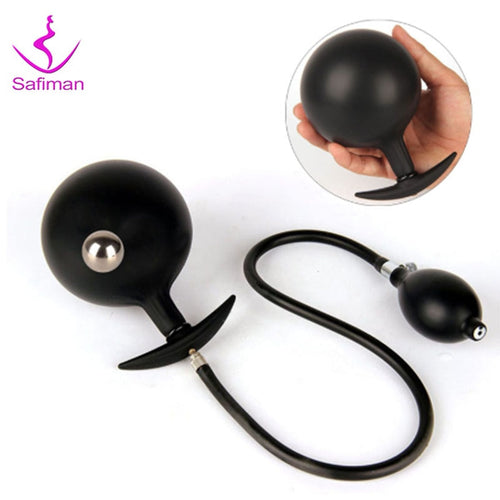 Sex Toys Women Inflatable Anal Plug Gay Dildo Pump Silicone Huge Anus Butt Dilator Expandable Prostate Massager with Metal Ball