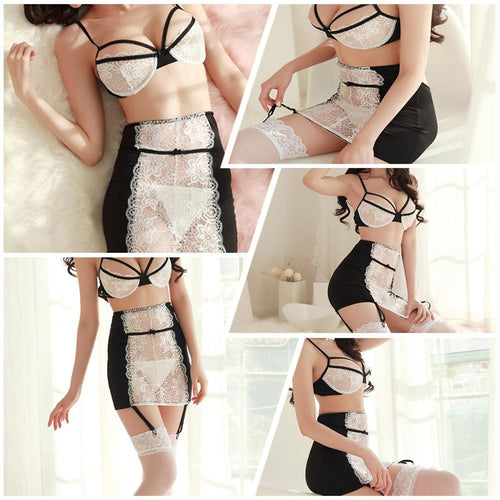 Sexy Lingerie Cosplay French Apron Maid Servant Lolita Sexy Costume Babydoll Dress Uniform Erotic Lingerie Role play Hot Set