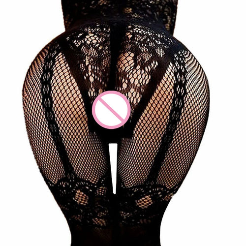 Sexy Lingerie Open Crotch Stockings Crotchless Fishnet Sheer Body Dress Tights Nightwear Lace Women Stocking Sex Game