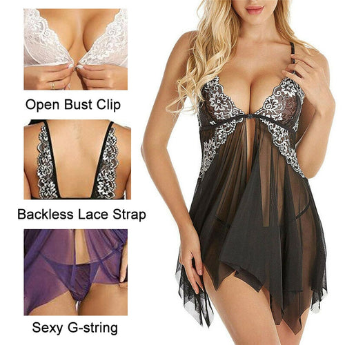 Sexy Lingerie Women Mesh Floral G-string Pajama Erotic underwear Transparent temptation Nightdress/Sleepwear/Costumes Babydoll