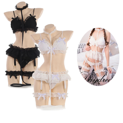 Sexy Lolita Girls Chiffon Lace Princess Lingerie Set Underwear Flirtatious Anime Cosplay Sleepwear Bra  Adult Sex Games