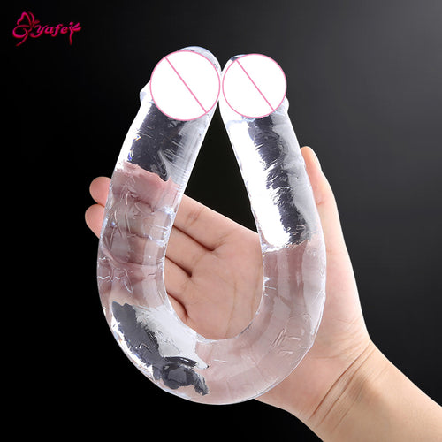 Silicone Jelly Dildo Double Head Realistic Anal Dildos Artificail Big Penis Lesbian U Shape Dildo G Spot Massager Women Sex Toys