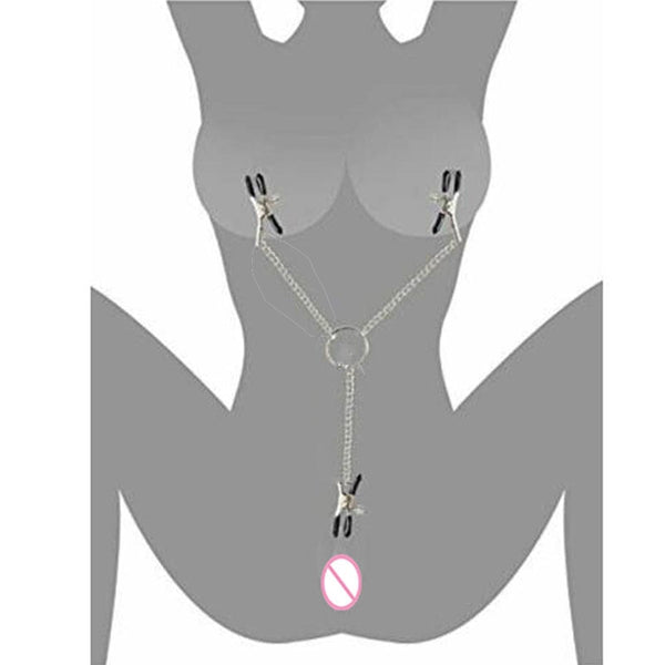 Stainless Steel Labia Clitoris Nipple Clamps With Vagina Clamps Metal Chain BDSM Bondage Restraint Sex Toys For Woman Couples
