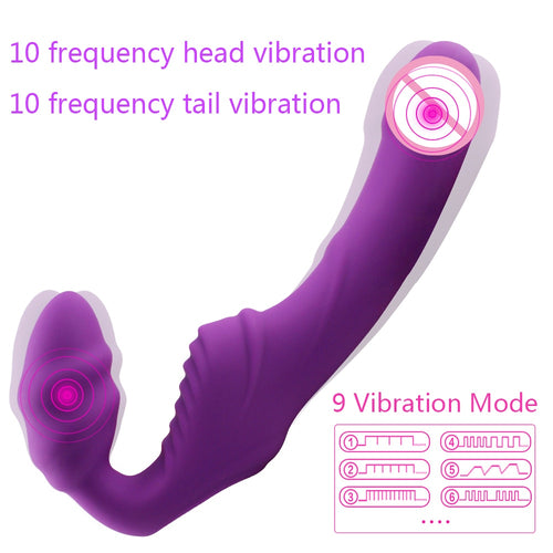 Strapless Strap on Realistic Dildo Vibrator Massager Lesbian Double Side Massager G-Spot Stimulate Clitoris Sex Toy for Couple
