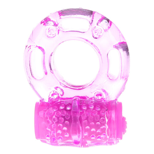 Close-up of black adjustable wolf ring vibrator with soft jelly spikes